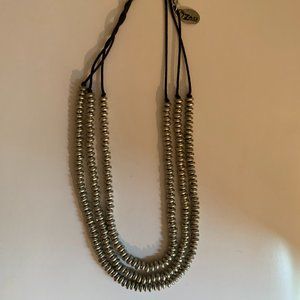 3-tier silver beaded necklace